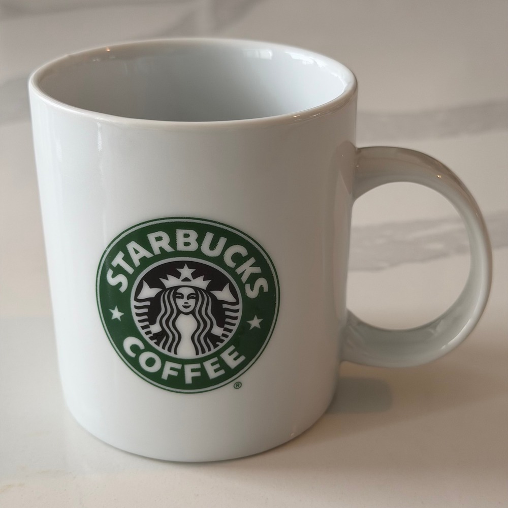 Vintage 1999 Starbucks Coffee Classic Green Siren Logo White Ceramic Mug 12oz